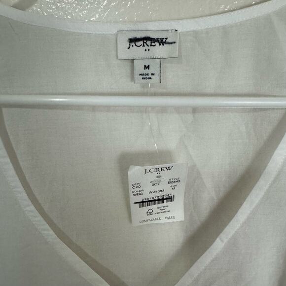 J Crew V Neck Embroidered Short Sleeve 100% Cotton Top US Women's M New - Picture 5 of 7